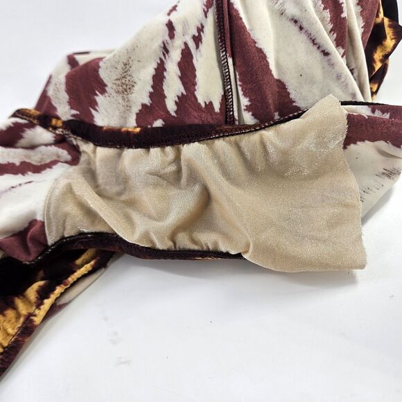 Vtg Cazimi 80s 1 Piece Halter Top Bikini Cut Leopard Animal Print Black Brown M - Picture 13 of 13